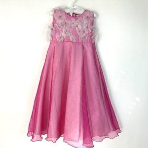 Will'Beth Girl Dress Size 4 Pink w/ White Flowers Made In Colômbia